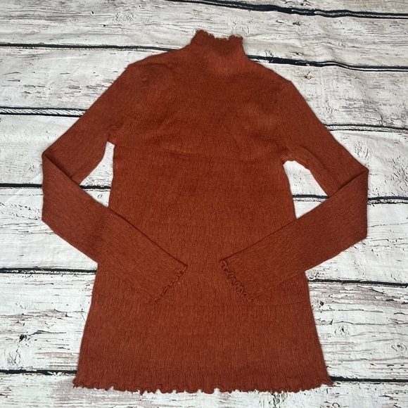 Mystree Rust Lettuce Leaf Mock Neck Sweater Size S - Picture 9 of 9